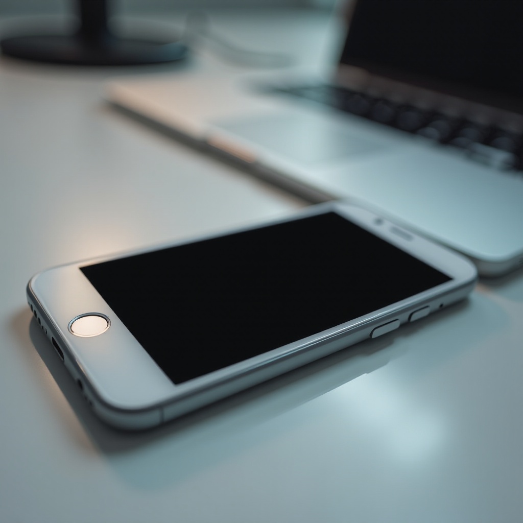 caja negra en la pantalla del iPhone