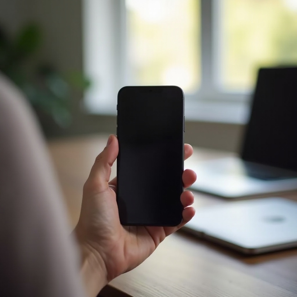 boîte noire sur l'écran de l'iPhone