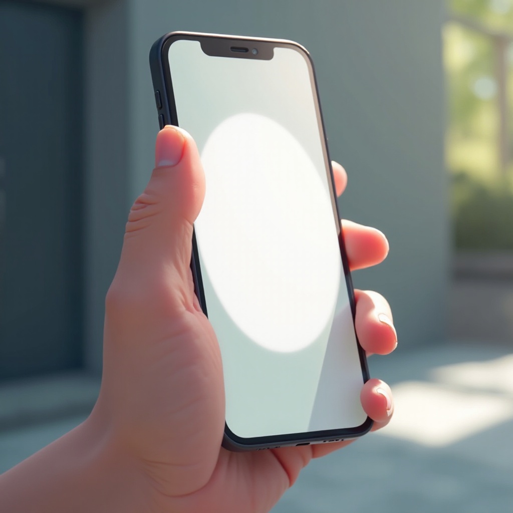 weißer Kreis auf dem iPhone-Bildschirm